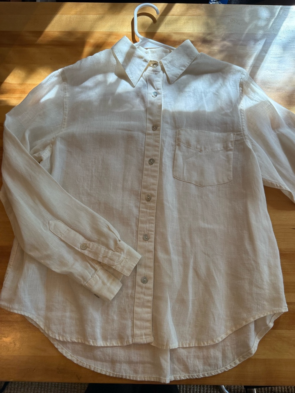 Women’s Classic Cream cotton linens blend Button-Up Blouse